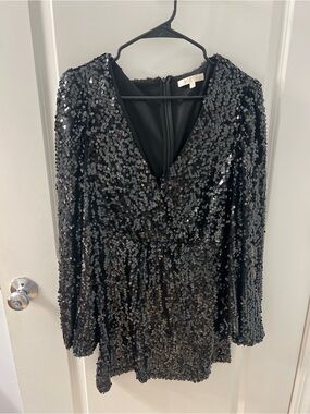 Wayf Black Sequin Cocktail Dress